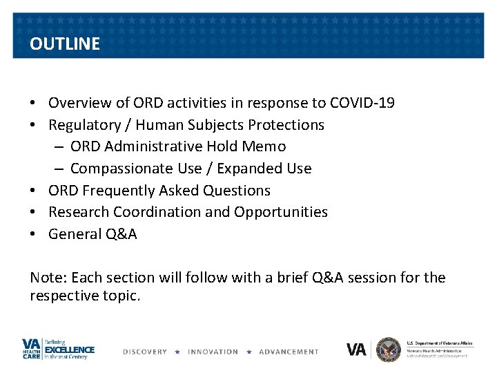 OUTLINE • Overview of ORD activities in response to COVID-19 • Regulatory / Human OUTLINE • Overview of ORD activities in response to COVID-19 • Regulatory / Human