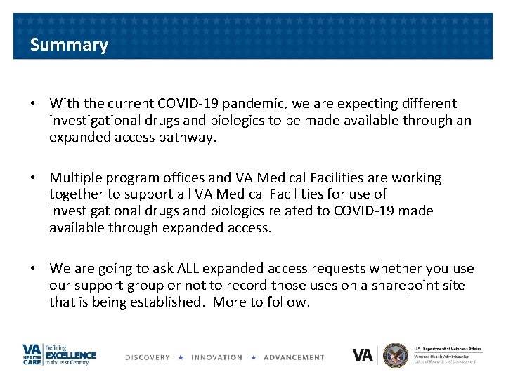 Summary • With the current COVID-19 pandemic, we are expecting different investigational drugs and Summary • With the current COVID-19 pandemic, we are expecting different investigational drugs and