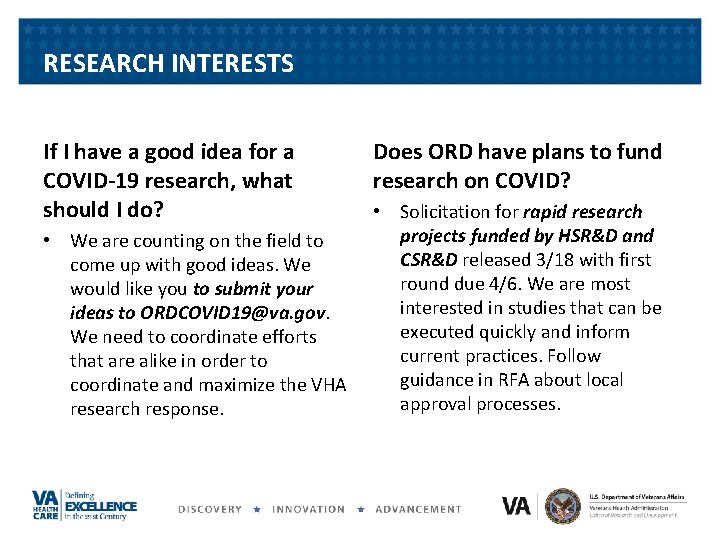 RESEARCH INTERESTS If I have a good idea for a COVID-19 research, what should RESEARCH INTERESTS If I have a good idea for a COVID-19 research, what should