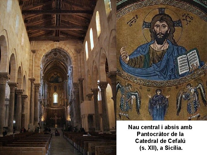 Nau central i absis amb Pantocràtor de la Catedral de Cefalú (s. XII), a