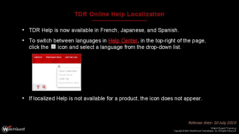 TDR Online Help Localization • TDR Help is now available in French, Japanese, and