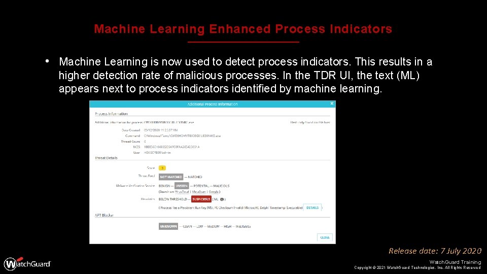 Machine Learning Enhanced Process Indicators • Machine Learning is now used to detect process