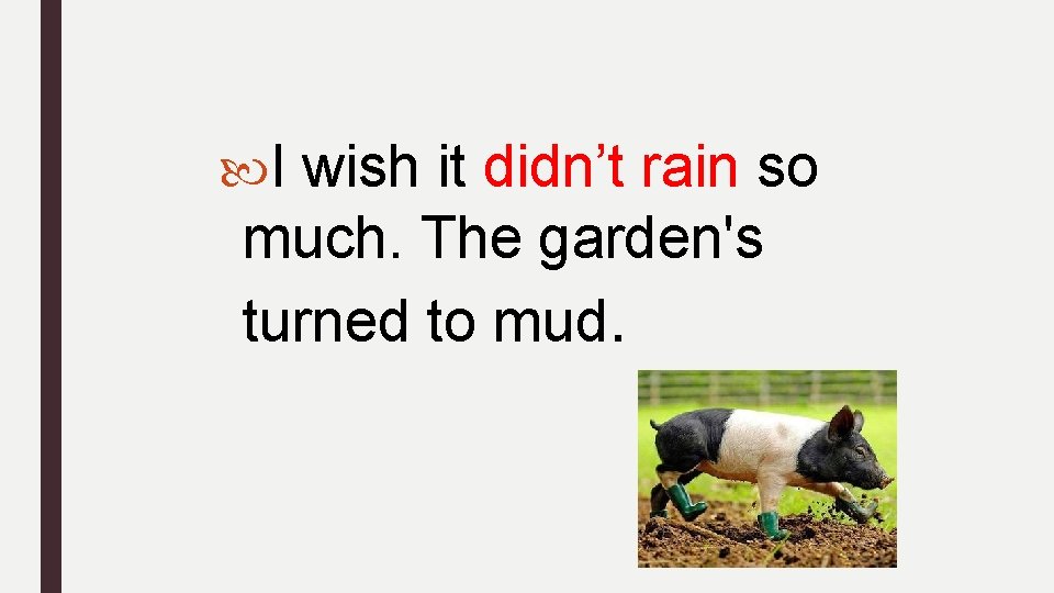  I wish it didn’t rain so much. The garden's turned to mud. 