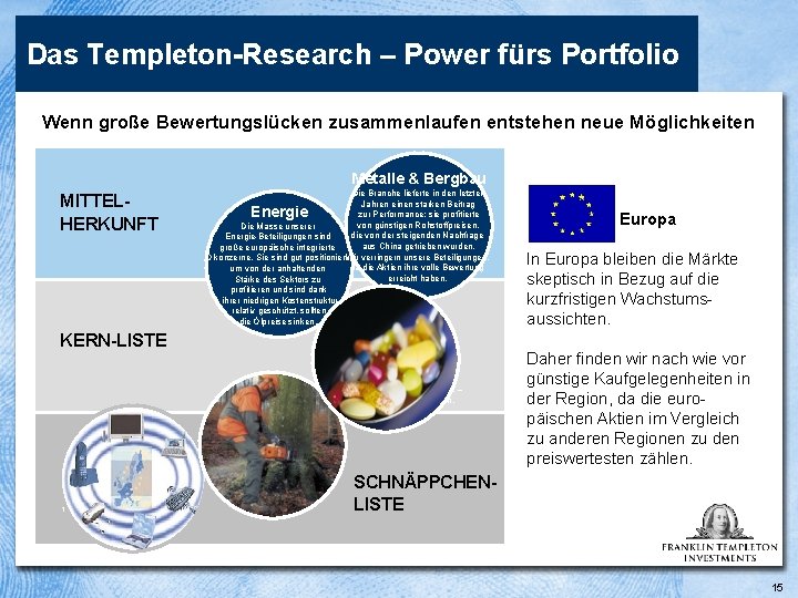 Das Templeton-Research – Power fürs Portfolio Wenn große Bewertungslücken zusammenlaufen entstehen neue Möglichkeiten Metalle