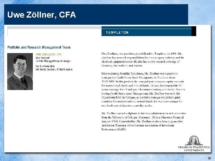 Uwe Zöllner, CFA 26 