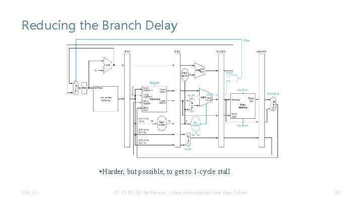 Reducing the Branch Delay • Harder, but possible, to get to 1 -cycle stall