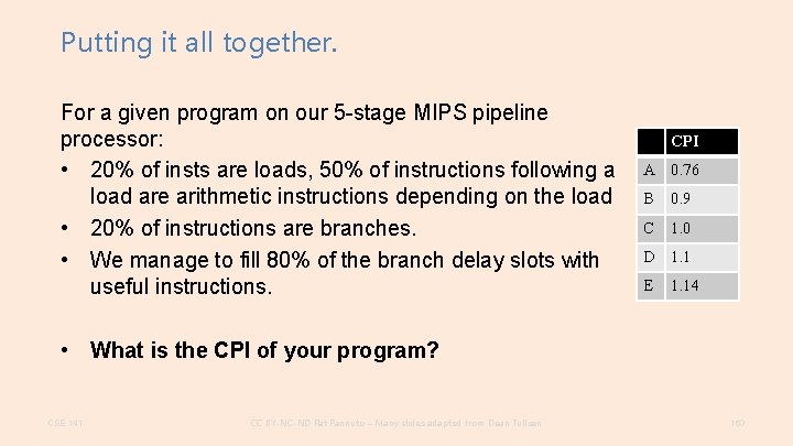 Putting it all together. For a given program on our 5 -stage MIPS pipeline