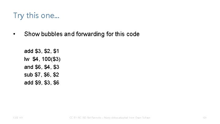 Try this one. . . • Show bubbles and forwarding for this code add