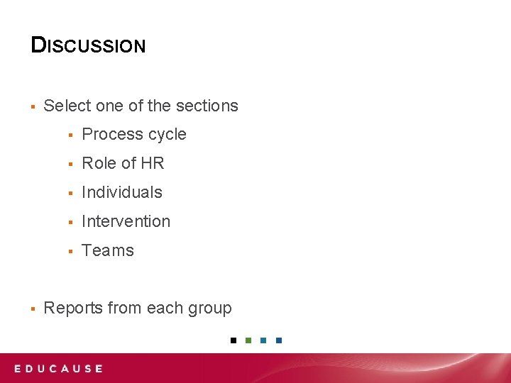 DISCUSSION ▪ ▪ Select one of the sections ▪ Process cycle ▪ Role of