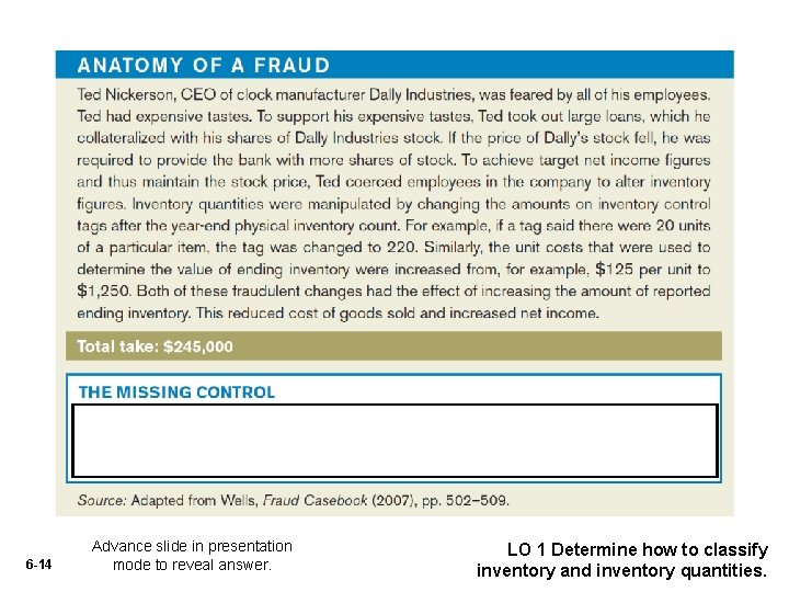 6 -14 Advance slide in presentation mode to reveal answer. LO 1 Determine how