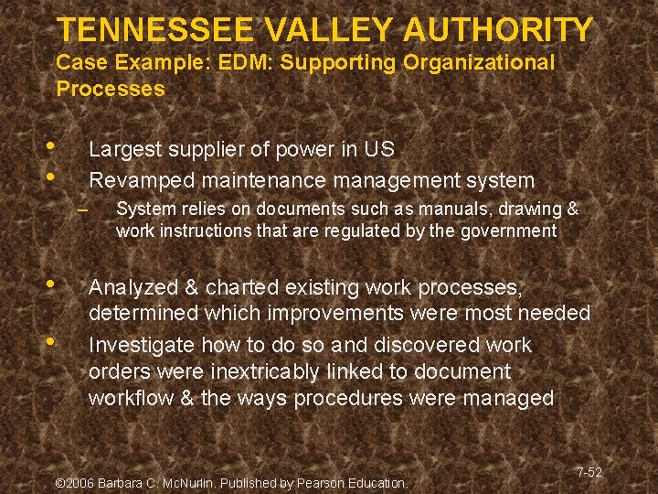 TENNESSEE VALLEY AUTHORITY Case Example: EDM: Supporting Organizational Processes • • Largest supplier of TENNESSEE VALLEY AUTHORITY Case Example: EDM: Supporting Organizational Processes • • Largest supplier of