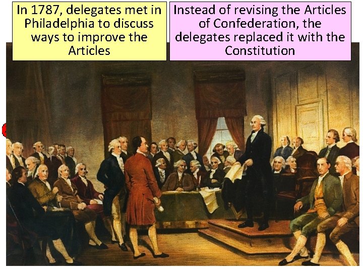 In 1787, delegates met in Instead of revising the Articles Philadelphia to discuss of