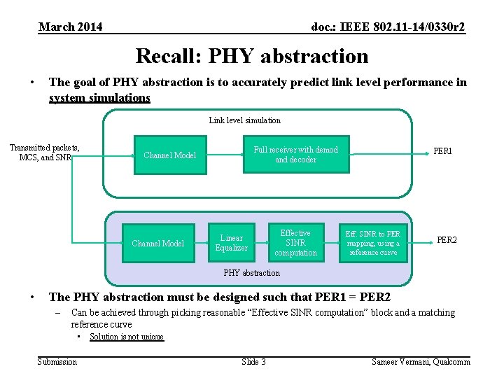 March 2014 doc. : IEEE 802. 11 -14/0330 r 2 Recall: PHY abstraction •