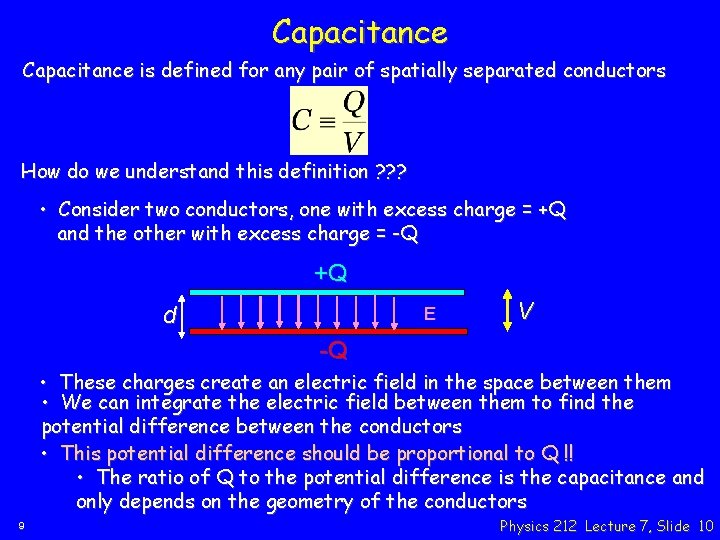 Capacitance is defined for any pair of spatially separated conductors How do we understand