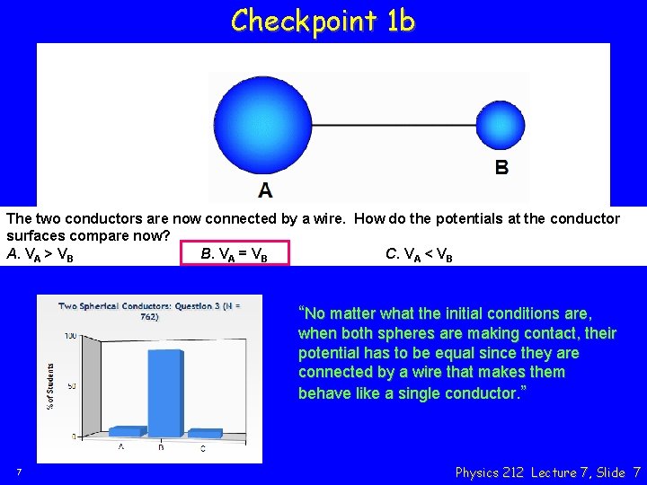 Checkpoint 1 b The two conductors are now connected by a wire. How do