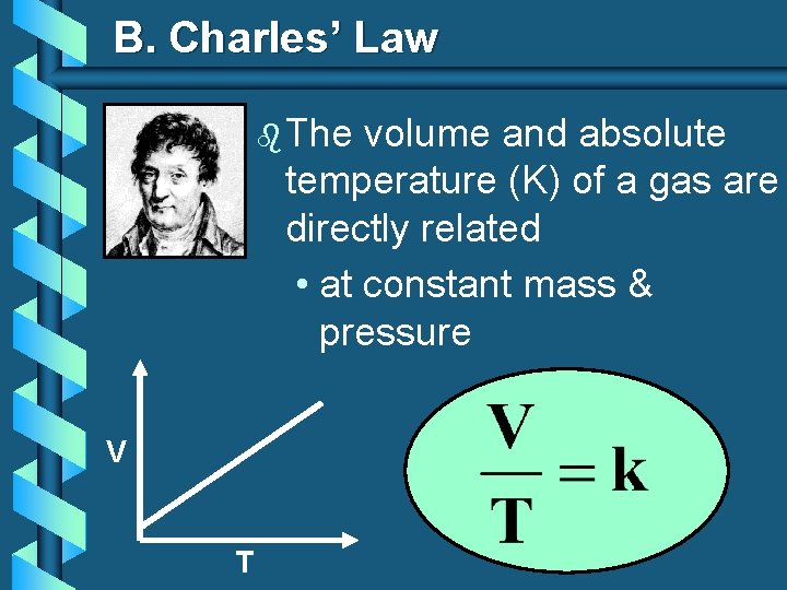 B. Charles’ Law b The volume and absolute temperature (K) of a gas are