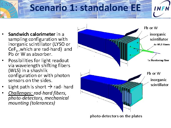 Scenario 1: standalone EE Pb or W • Sandwich calorimeter in a sampling configuration