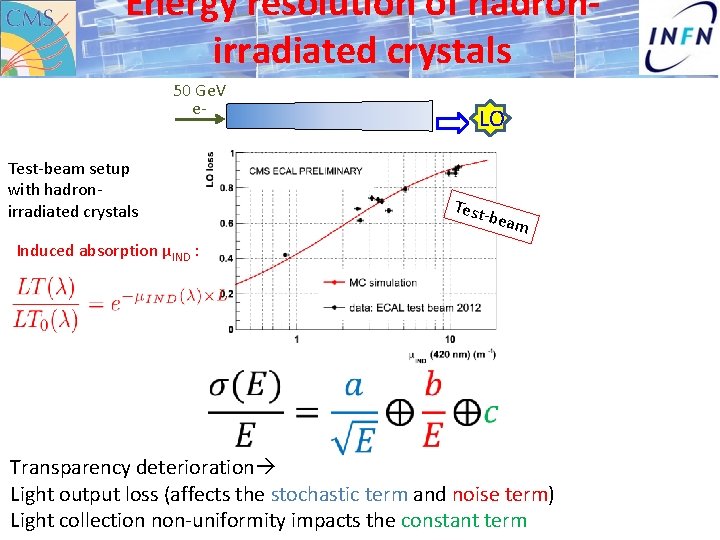 Energy resolution of hadronirradiated crystals 50 Ge. V e. Test-beam setup with hadronirradiated crystals