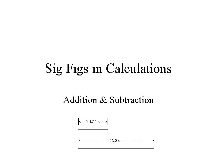 Sig Figs in Calculations Addition & Subtraction Sig Figs in Calculations Addition & Subtraction