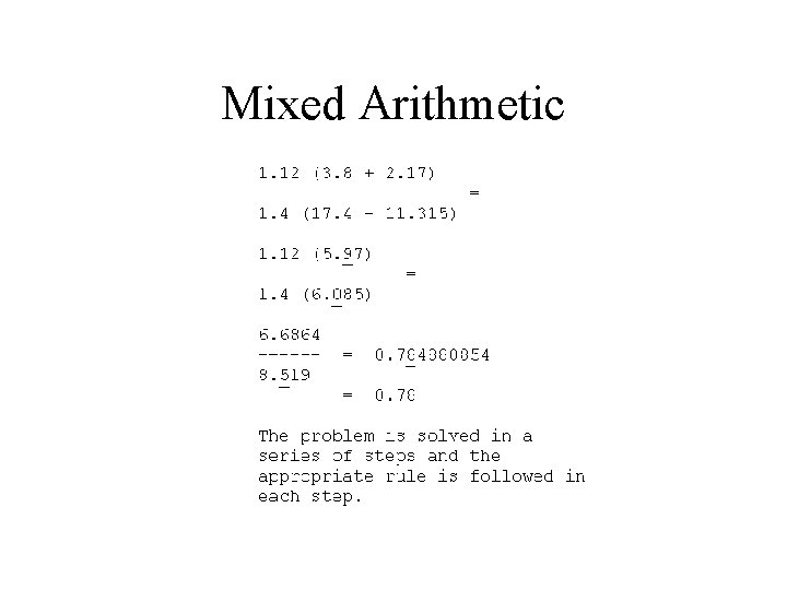 Mixed Arithmetic Mixed Arithmetic