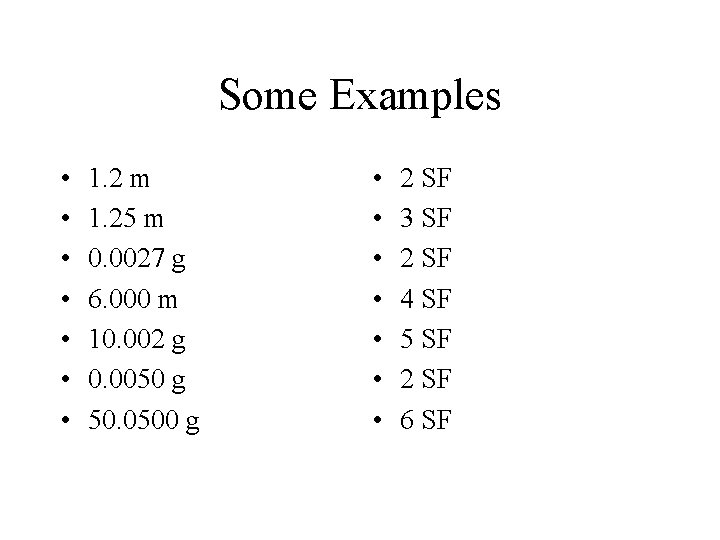 Some Examples • • 1. 2 m 1. 25 m 0. 0027 g 6. Some Examples • • 1. 2 m 1. 25 m 0. 0027 g 6.