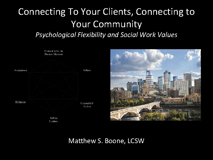 Connecting To Your Clients, Connecting to Your Community Psychological Flexibility and Social Work Values