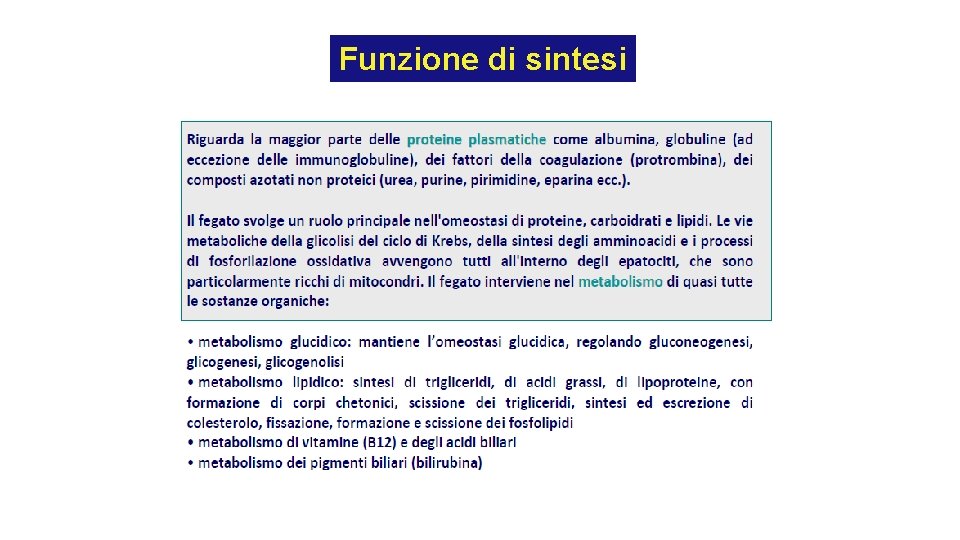 Funzione di sintesi Funzione di sintesi