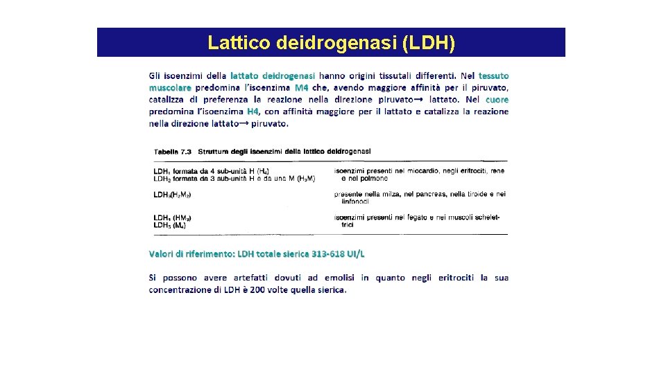 Lattico deidrogenasi (LDH) Lattico deidrogenasi (LDH)