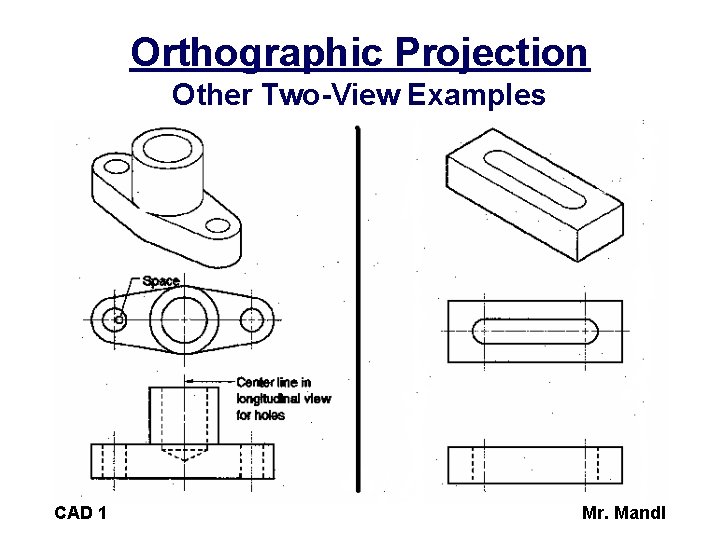 Orthographic Projection Other Two-View Examples CAD 1 Mr. Mandl 