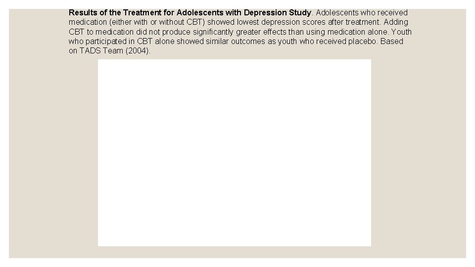 Results of the Treatment for Adolescents with Depression Study. Adolescents who received medication (either