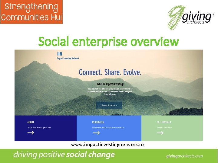 Social enterprise overview www. impactinvestingnetwork. nz 