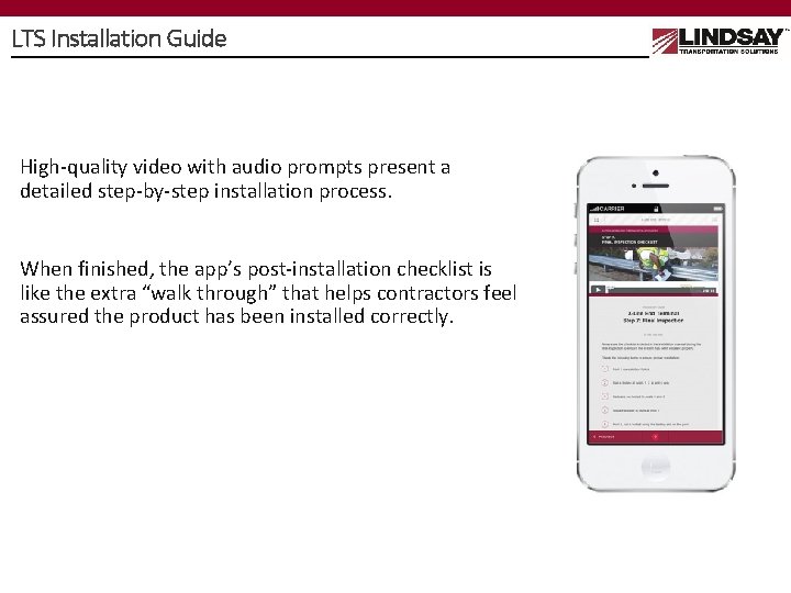 LTS Installation Guide High-quality video with audio prompts present a detailed step-by-step installation process.