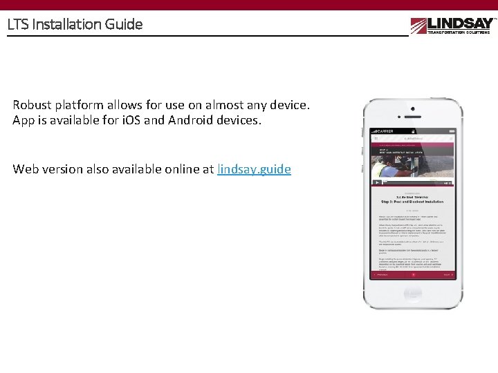 LTS Installation Guide Robust platform allows for use on almost any device. App is