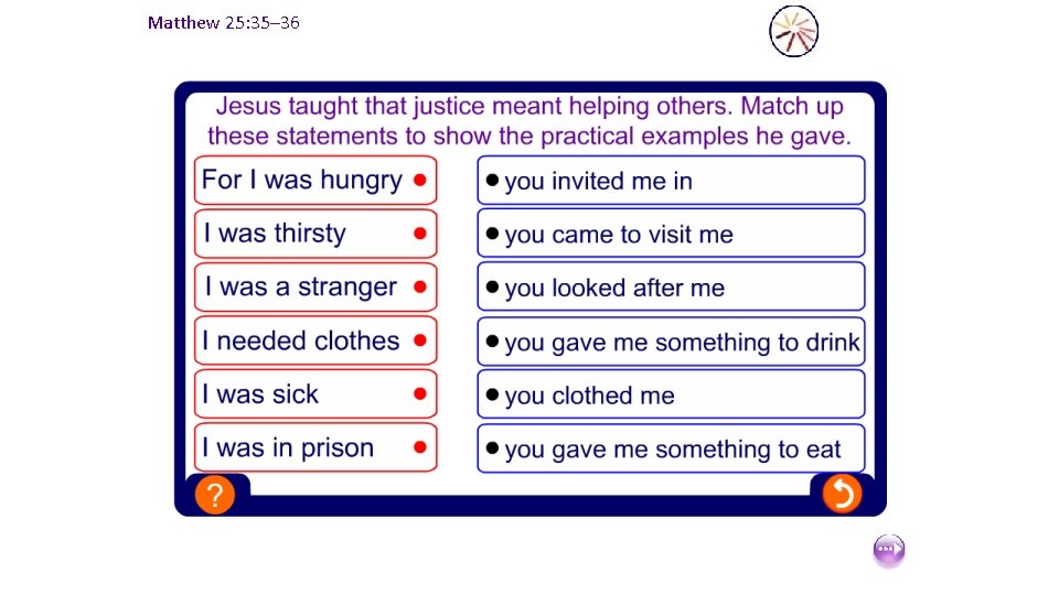 Matthew 25: 35– 36 Matthew 25: 35– 36