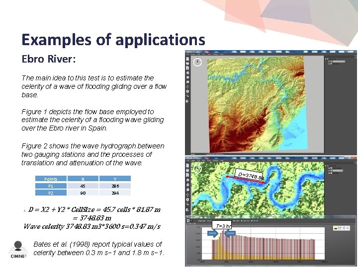 Examples of applications Ebro River: The main idea to this test is to estimate