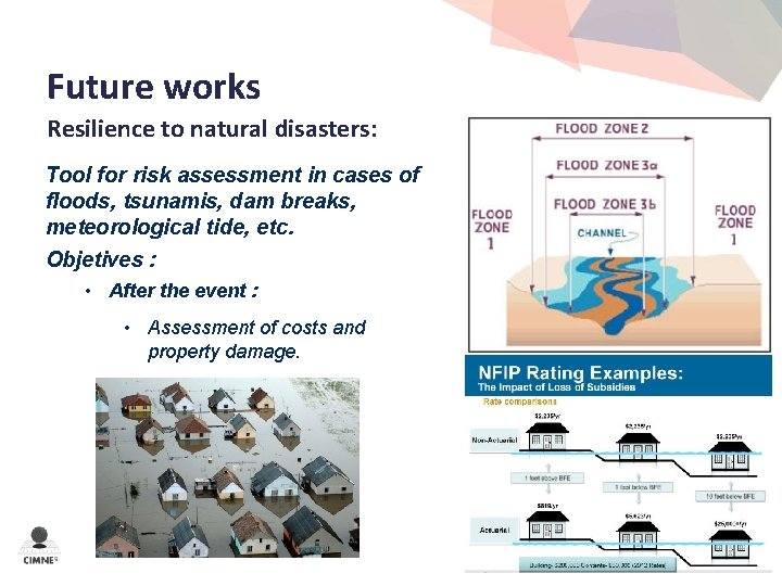 Future works Resilience to natural disasters: Tool for risk assessment in cases of floods,