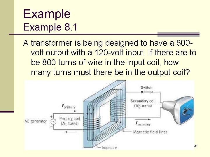 Example 8. 1 A transformer is being designed to have a 600 volt output