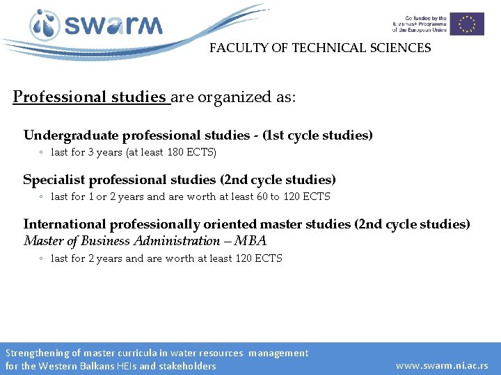 FACULTY OF TECHNICAL SCIENCES Professional studies are organized as: Undergraduate professional studies - (1
