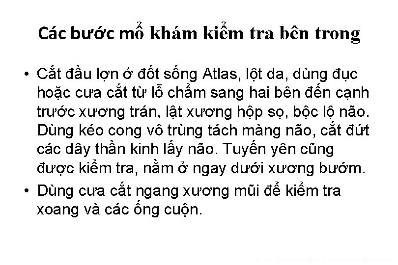 Các bước mổ khám kiểm tra bên trong • Cắt đầu lợn ở đốt