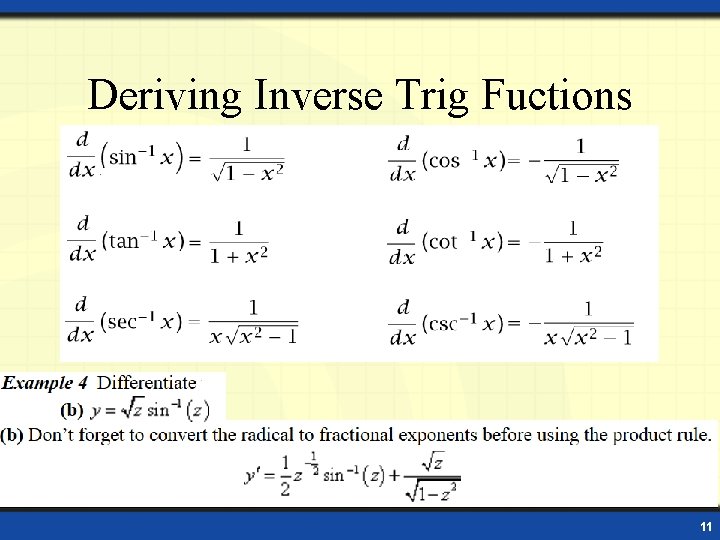 Deriving Inverse Trig Fuctions 11 