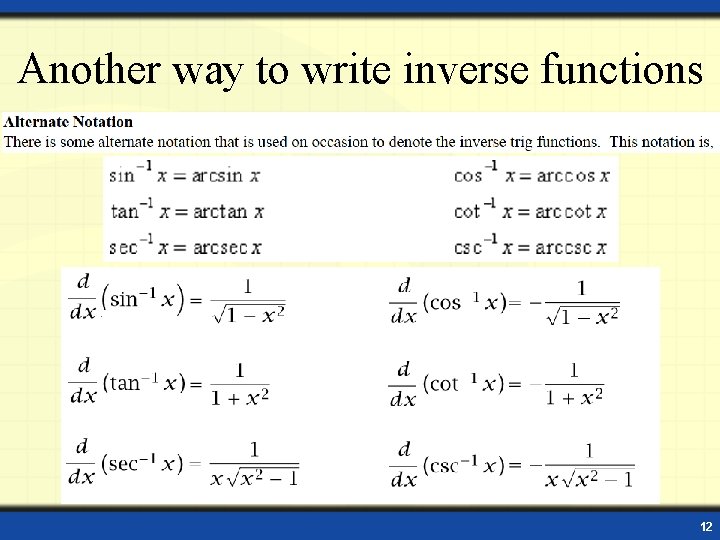 Another way to write inverse functions 12 