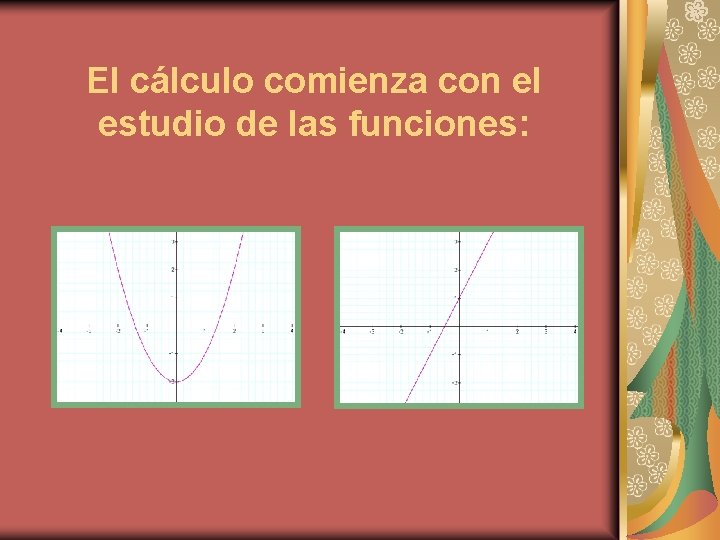 El cálculo comienza con el estudio de las funciones: 