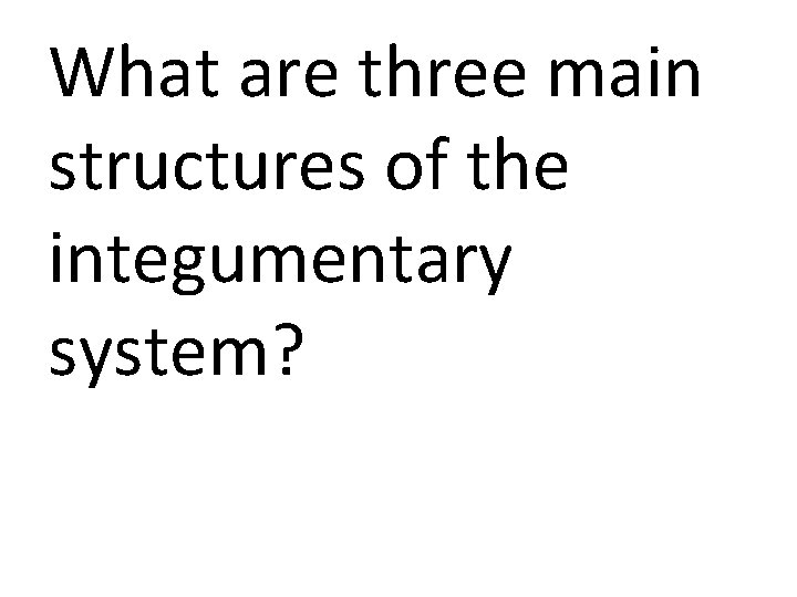 What are three main structures of the integumentary system? 