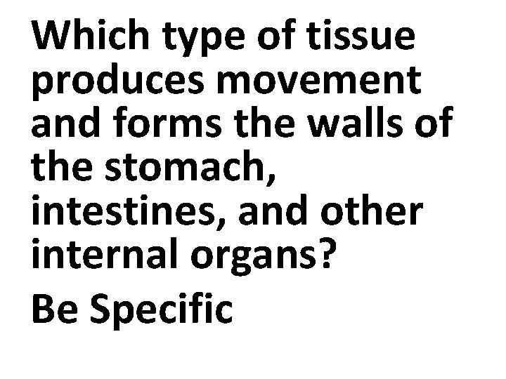 Which type of tissue produces movement and forms the walls of the stomach, intestines,