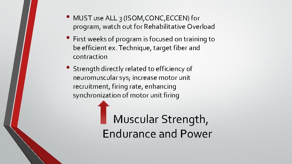  • MUST use ALL 3 (ISOM, CONC, ECCEN) for program, watch out for