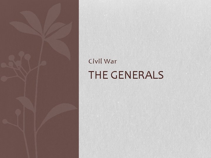 Civil War THE GENERALS 