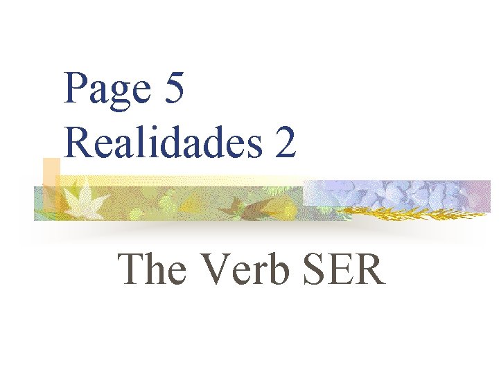 Page 5 Realidades 2 The Verb SER 