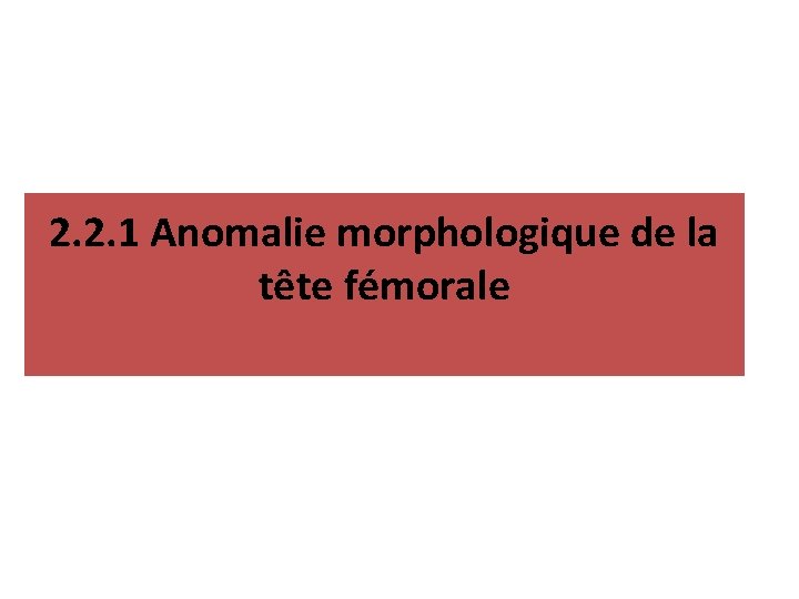 2. 2. 1 Anomalie morphologique de la tête fémorale 