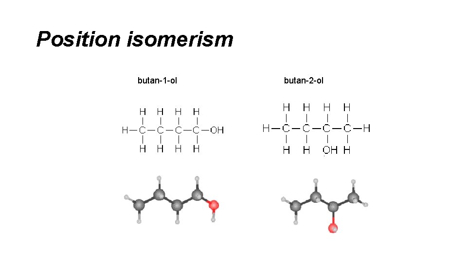 Position isomerism butan-1 -ol butan-2 -ol Position isomerism butan-1 -ol butan-2 -ol