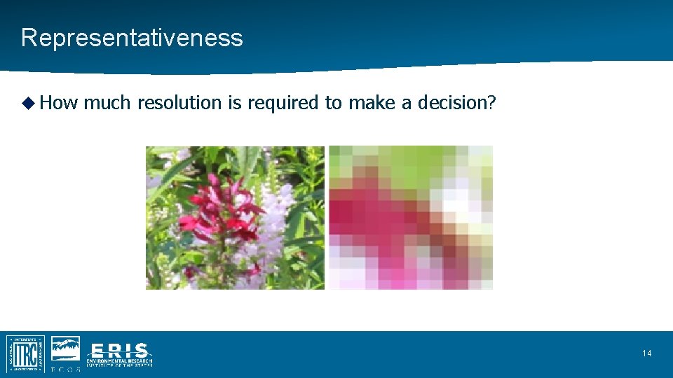 Representativeness How much resolution is required to make a decision? 14 Representativeness How much resolution is required to make a decision? 14